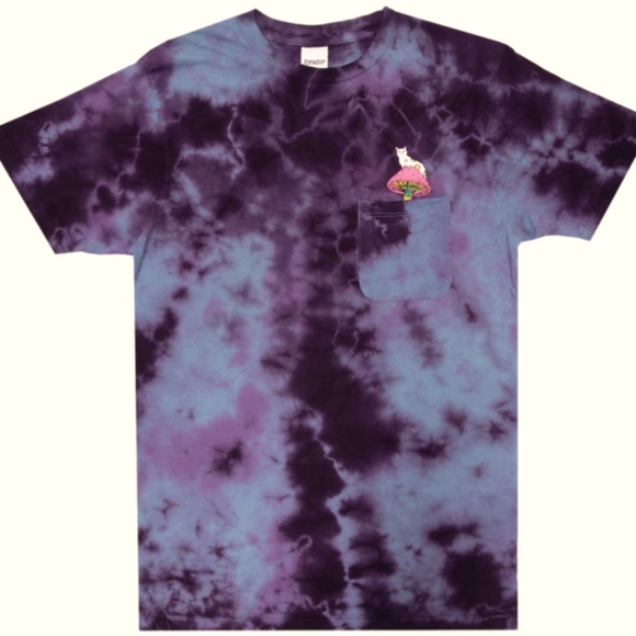 RipNDip Psychedelic Nermal Pocket Tee Adult M Blue Purple Lightning Tie Dye - Picture 2 of 9